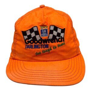 VTG. Goodwrench GM Parts Darlington 1990 Snapback Orange Cap Hat Sports Image